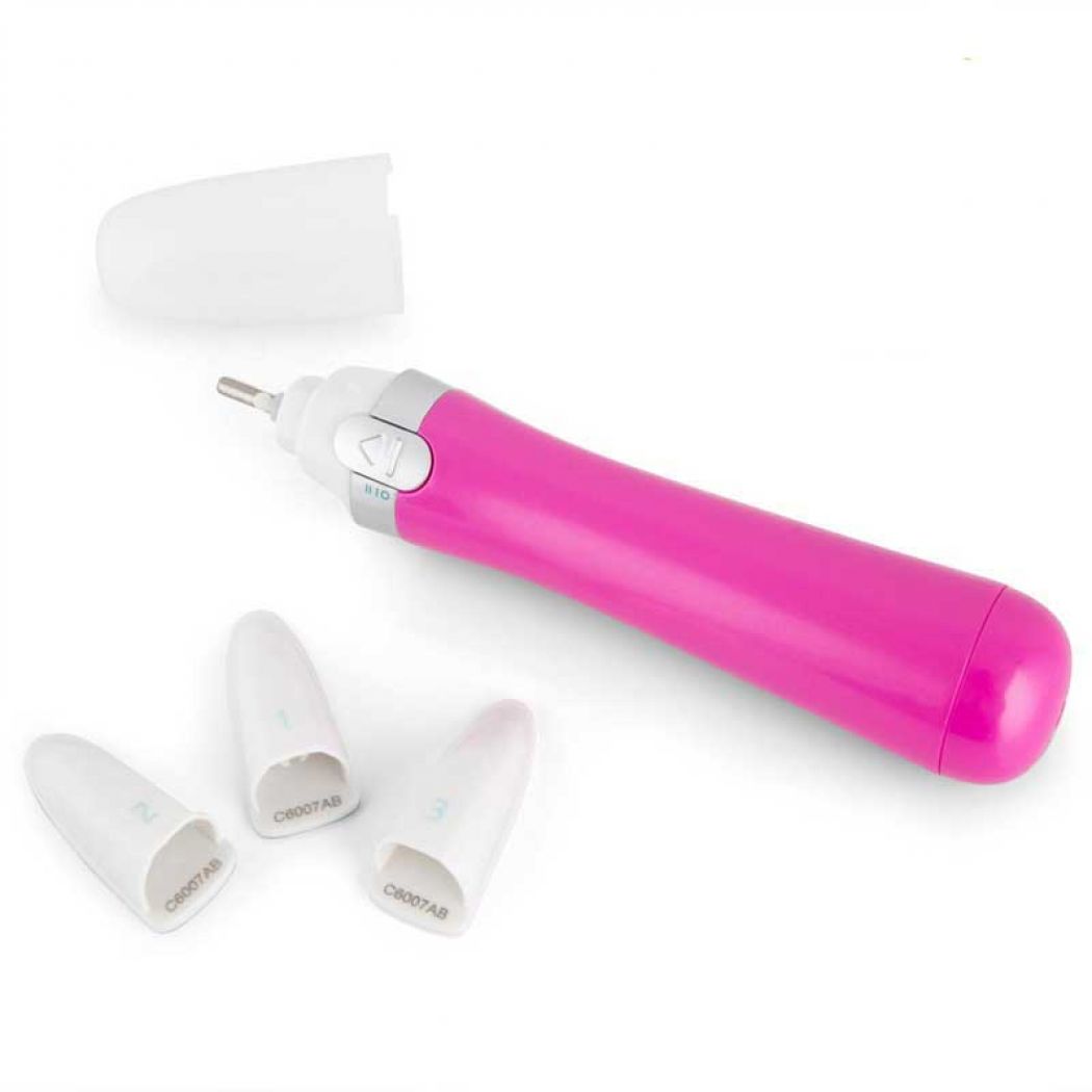 3 Interchangeable Heads Pink Scholl Velvet Nail Care System